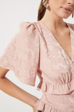 Short Sleeve Ruffle Hem Top -Barbie Clothing Shop AT16334 BLUSH 987