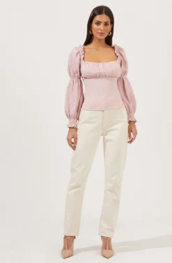 Long Sleeve Ruched Bust Top -Barbie Clothing Shop AT16418 LILAC 1 scaled