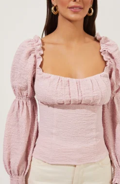 Long Sleeve Ruched Bust Top -Barbie Clothing Shop AT16418 LILAC 3 scaled