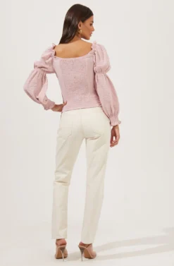 Long Sleeve Ruched Bust Top -Barbie Clothing Shop AT16418 LILAC 4 scaled