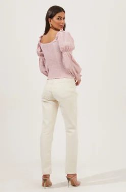 Long Sleeve Ruched Bust Top -Barbie Clothing Shop AT16418 LILAC 5 scaled