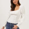 Long Sleeve Ruched Bust Top