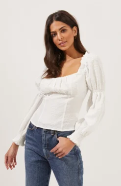 Long Sleeve Ruched Bust Top