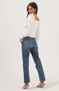 Long Sleeve Ruched Bust Top -Barbie Clothing Shop AT16418 WHITE 4 scaled