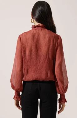 Mock Neck Long Sleeve Top -Barbie Clothing Shop AT16423 MARSALA 4 scaled