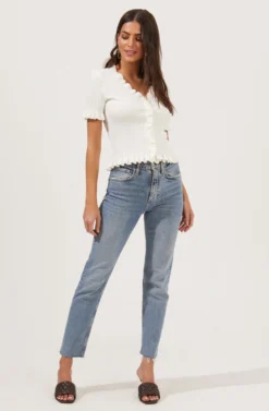 Ruffle Hem Sweater -Barbie Clothing Shop AT16716 WHITE 1 scaled