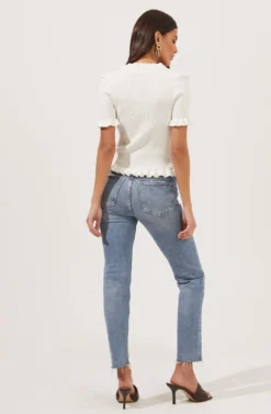 Ruffle Hem Sweater -Barbie Clothing Shop AT16716 WHITE 5 scaled