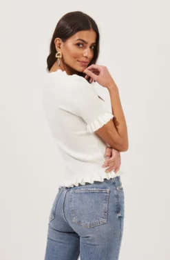 Ruffle Hem Sweater -Barbie Clothing Shop AT16716 WHITE 6 scaled