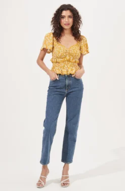 Smocked Waist Ruffle Top -Barbie Clothing Shop AT16743 MUSTARDDAISY 1 scaled