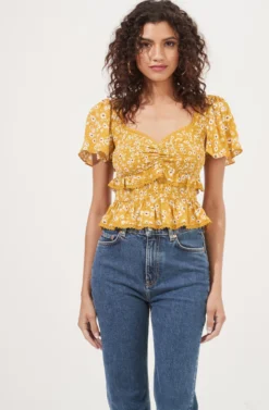 Smocked Waist Ruffle Top