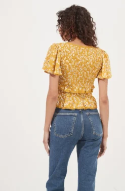 Smocked Waist Ruffle Top -Barbie Clothing Shop AT16743 MUSTARDDAISY 5 scaled