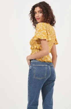 Smocked Waist Ruffle Top -Barbie Clothing Shop AT16743 MUSTARDDAISY 6 scaled