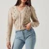 Floral Embroidered Cable Knit Cardigan