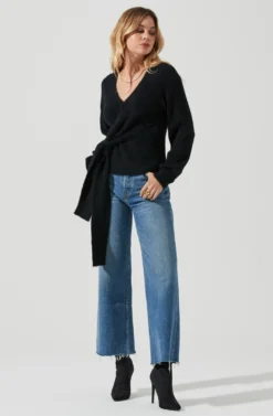 Fuzzy Tie Front Sweater -Barbie Clothing Shop AT16937 BLACK 1 scaled