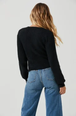 Fuzzy Tie Front Sweater -Barbie Clothing Shop AT16937 BLACK 5 scaled