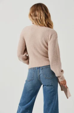 Fuzzy Tie Front Sweater -Barbie Clothing Shop AT16937 BLUSH 4 scaled