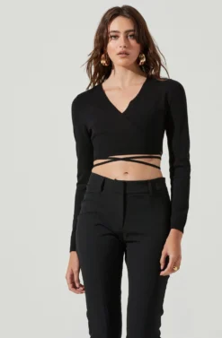 Tie Waist Wrap Sweater