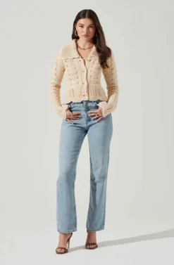 Scallop Collar Cardigan -Barbie Clothing Shop AT17096 BONE 6 scaled