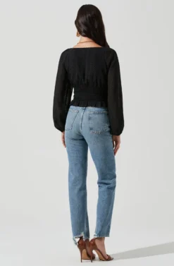 Long Sleeve Smocked Top -Barbie Clothing Shop AT17109 BLACK 0045 scaled