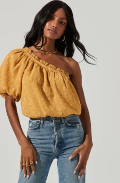 Jacquard One Sleeve Top -Barbie Clothing Shop AT17151 MUSTARD 0887 scaled