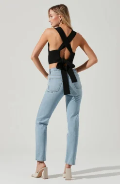 Tie Back Sweater Tank Top -Barbie Clothing Shop AT17237 BLACK scaled