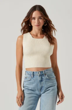 Tie Back Sweater Tank Top -Barbie Clothing Shop AT17237 CREAM 3 scaled