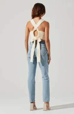 Tie Back Sweater Tank Top -Barbie Clothing Shop AT17237 CREAM 6 scaled