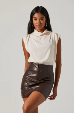 Cowl Neck Sleeveless Top 18 Cowl Neck Sleeveless Top -Barbie Clothing Shop AT17256 CREAM 2 scaled