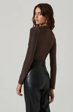 Lace Up Front Long Sleeve Bodysuit 17 Lace Up Front Long Sleeve Bodysuit -Barbie Clothing Shop AT17444 BLACKBRONZE 5 scaled