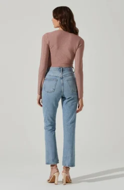 Lace Up Front Long Sleeve Bodysuit 22 Lace Up Front Long Sleeve Bodysuit -Barbie Clothing Shop AT17444 PINKSHIMMER 6 scaled