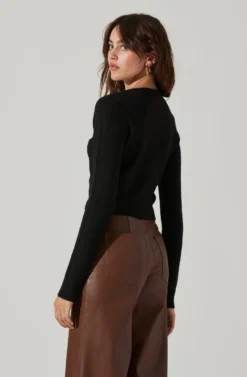 Pearl Button Cardigan -Barbie Clothing Shop AT17475 BLACK 3 scaled