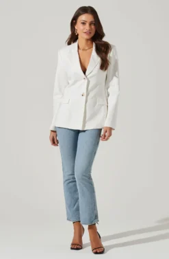 Fitted Buttoned Blazer -Barbie Clothing Shop AT17557 IVORY 1 scaled