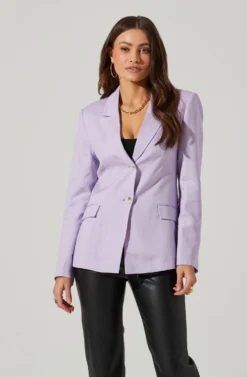 Fitted Buttoned Blazer -Barbie Clothing Shop AT17557 LILAC 3 scaled