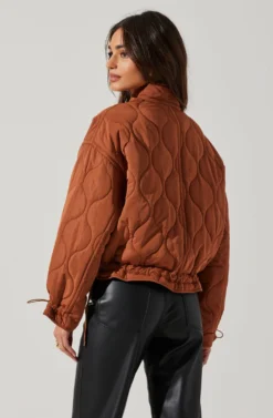 Dalia Quilted Cinched Jacket -Barbie Clothing Shop AT17586 BROWN 3 scaled