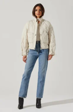 Dalia Quilted Cinched Jacket -Barbie Clothing Shop AT17586 EGGSHELL 1 scaled