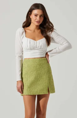 Long Sleeve Sweetheart Neck Crop Top -Barbie Clothing Shop AT17592 WHITE 2 scaled
