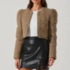 Lucia Quilted Cropped Puff Sleeve Jacket