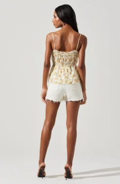 Ruched Babydoll Floral Cami -Barbie Clothing Shop AT17702 ORANGECREAMFLR 5 scaled