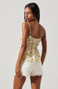 Ruched Babydoll Floral Cami -Barbie Clothing Shop AT17702 ORANGECREAMFLR 6 scaled