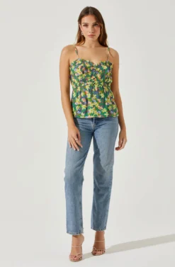 Ruched Babydoll Floral Cami -Barbie Clothing Shop AT17702 YELLOWGREENFLORAL 1 scaled