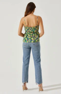 Ruched Babydoll Floral Cami -Barbie Clothing Shop AT17702 YELLOWGREENFLORAL 5 scaled