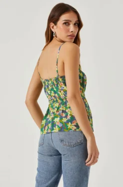 Ruched Babydoll Floral Cami -Barbie Clothing Shop AT17702 YELLOWGREENFLORAL 6 scaled