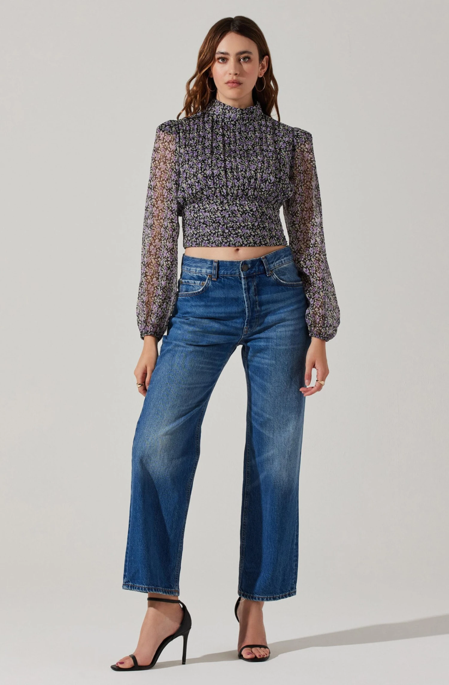 Floral Puff Sleeve Mock Neck Top 3 Floral Puff Sleeve Mock Neck Top - Image 3