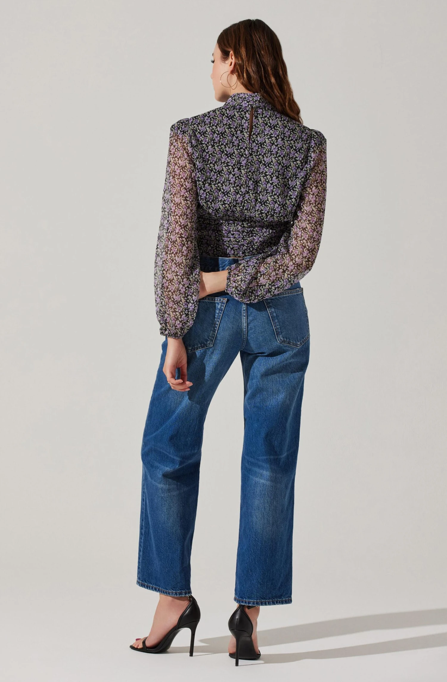 Floral Puff Sleeve Mock Neck Top 4 Floral Puff Sleeve Mock Neck Top - Image 4