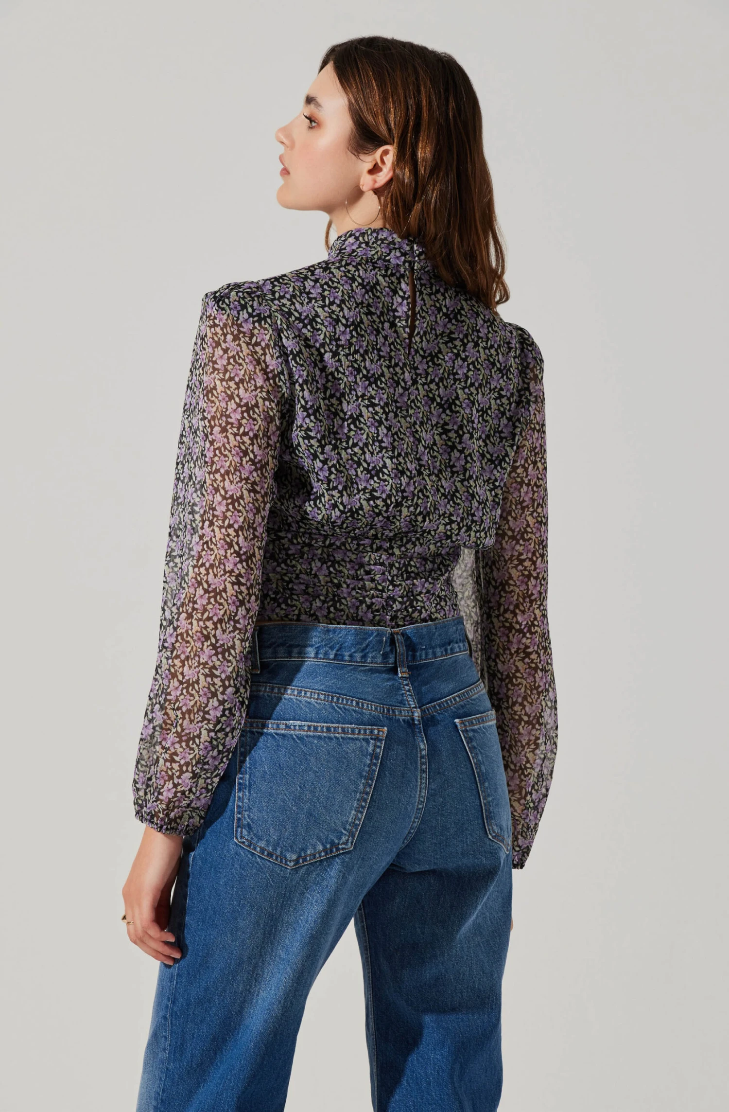 Floral Puff Sleeve Mock Neck Top 6 Floral Puff Sleeve Mock Neck Top - Image 6