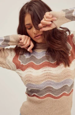 Emma Chevron Sweater -Barbie Clothing Shop FallSweaters ACT16173 TAUPE BLUEMULTI 4 scaled