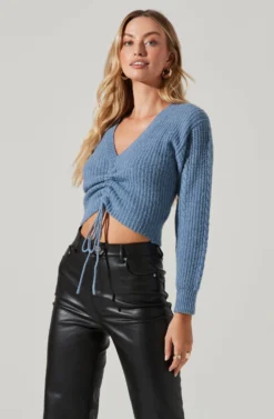 Ruched Sweater Top -Barbie Clothing Shop LT17317 FCI STEELBLUE 3 scaled