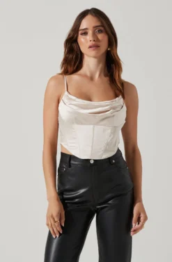 Sleeveless Cowl Neck Smocked Back Crop Top -Barbie Clothing Shop LT18070 FCI SHELL 3 scaled